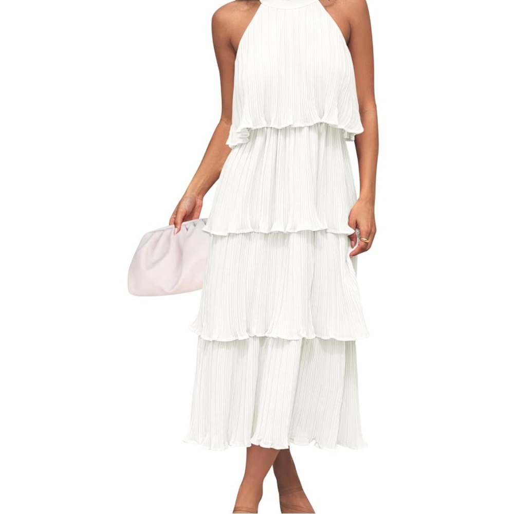 Elegant White Tiered Dress